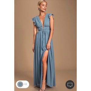 Lulu's I’m All Yours Slate Blue Maxi Dress